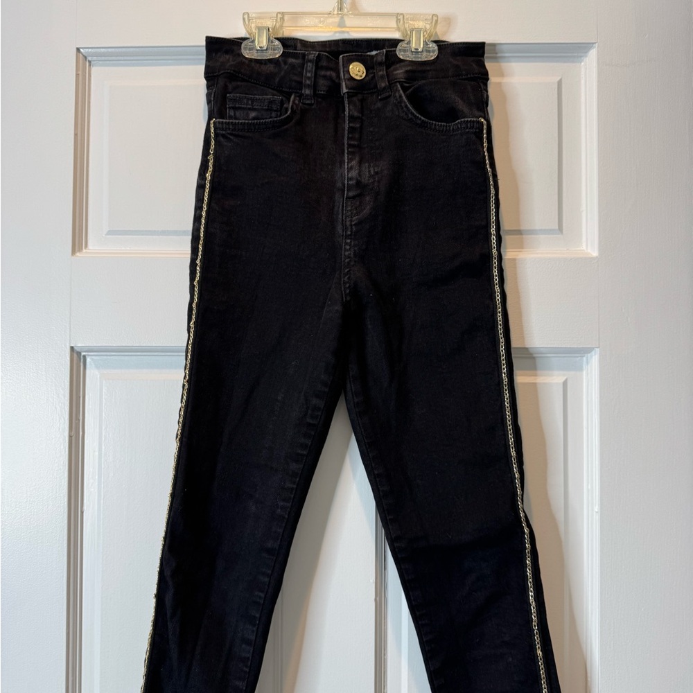 Black Jeans with Gold Trim